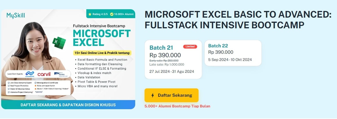 7 Kelas Kursus Excel Online Bersertifikat Gratis Dan Berbayar