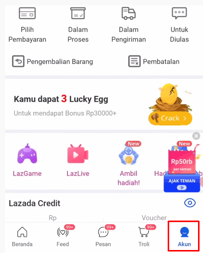 Langkah klaim bonus dadakan lazada
