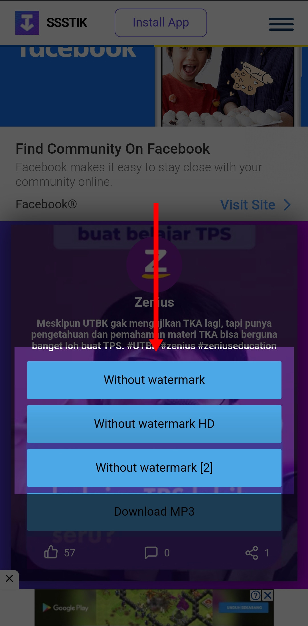 Proses unduh video TikTok tanpa watermark menggunakan aplikasi online