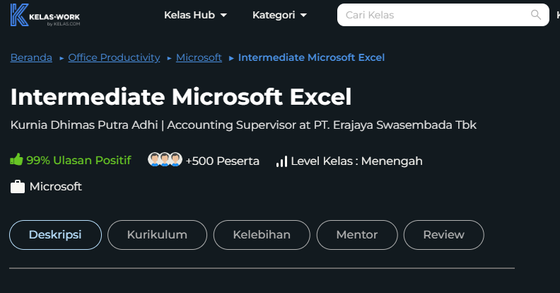 Kelas Excel Online Untuk Cari Kerja