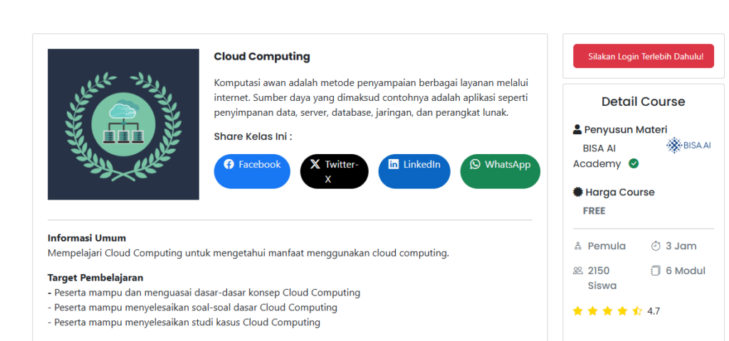 Daftar Kursus Cloud Computing