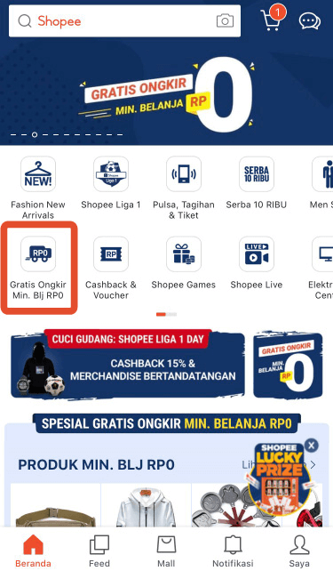 Beranda gratis ongkir shopee