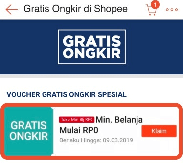 Klaim voucher gratis ongkir spesial shopee