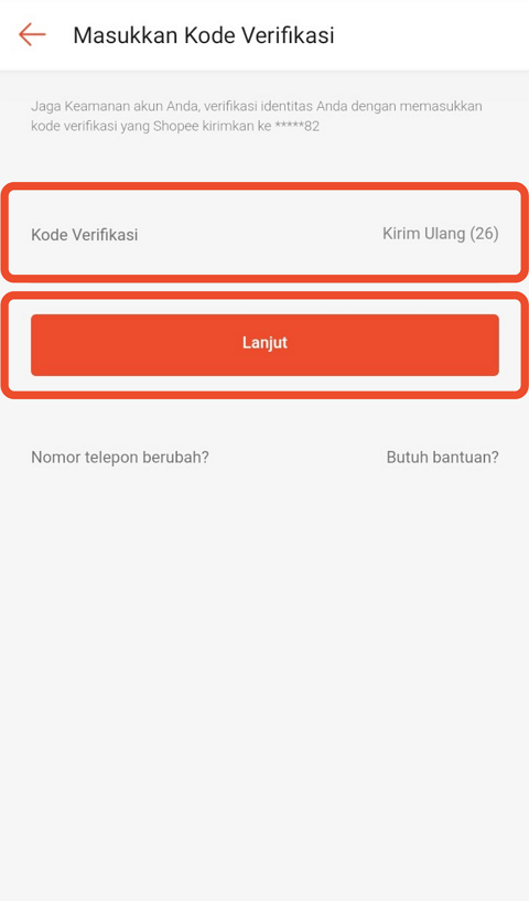 Kode verifikasi sms