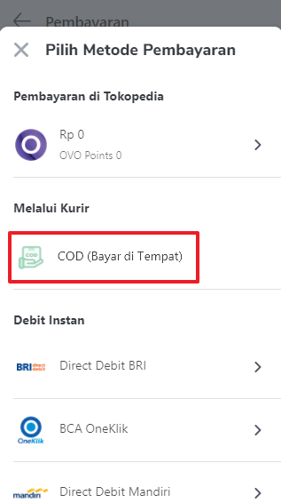 Bayar di tempat di tokopedia