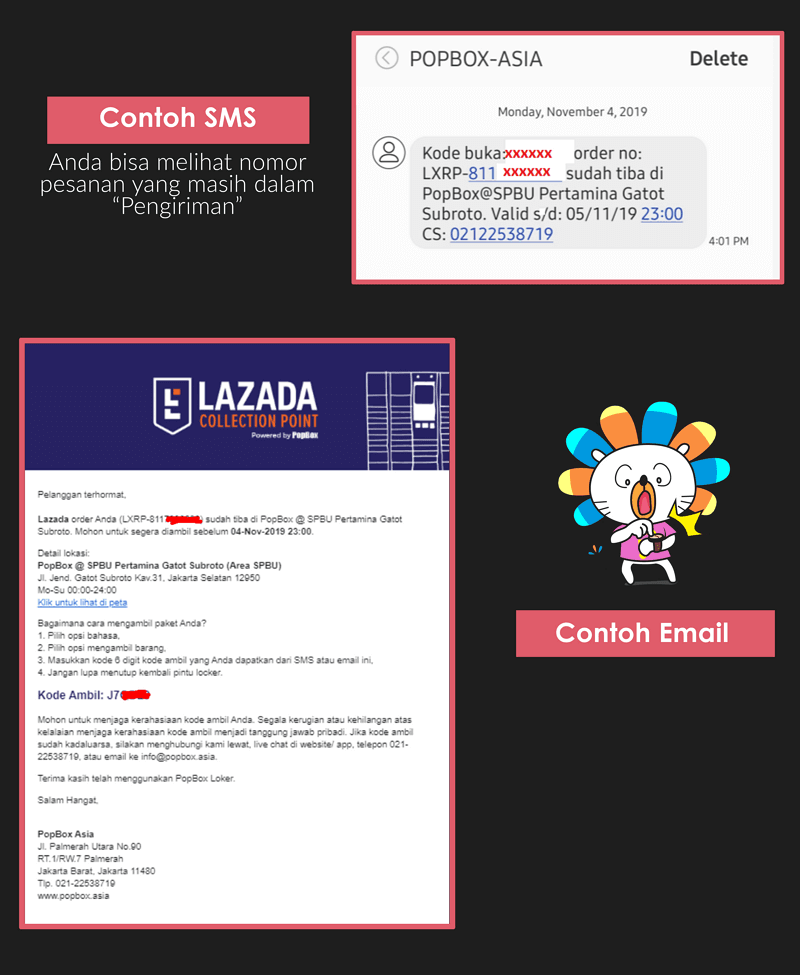 Contoh sms dan email lacak pesanan lazada