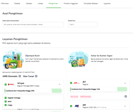 Layanan pengiriman tokopedia