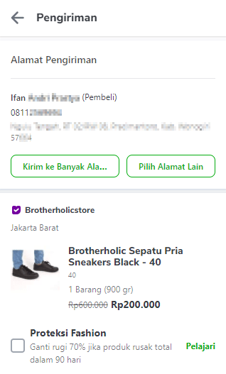 Masukkan alamat pengiriman tokopedia