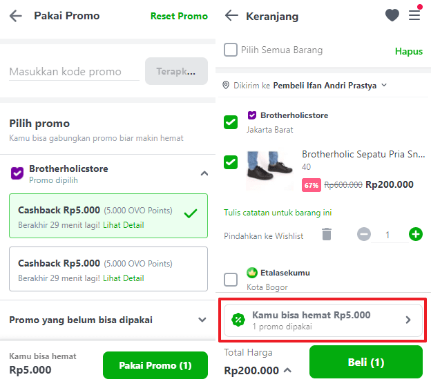 Pakai promo voucher tokopedia