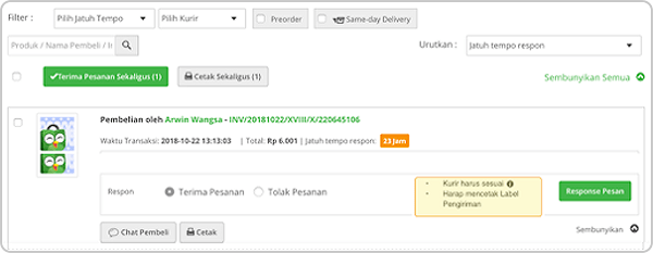 Terima pesanan cod tokopedia