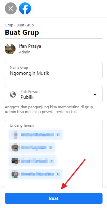 Buat grup facebook