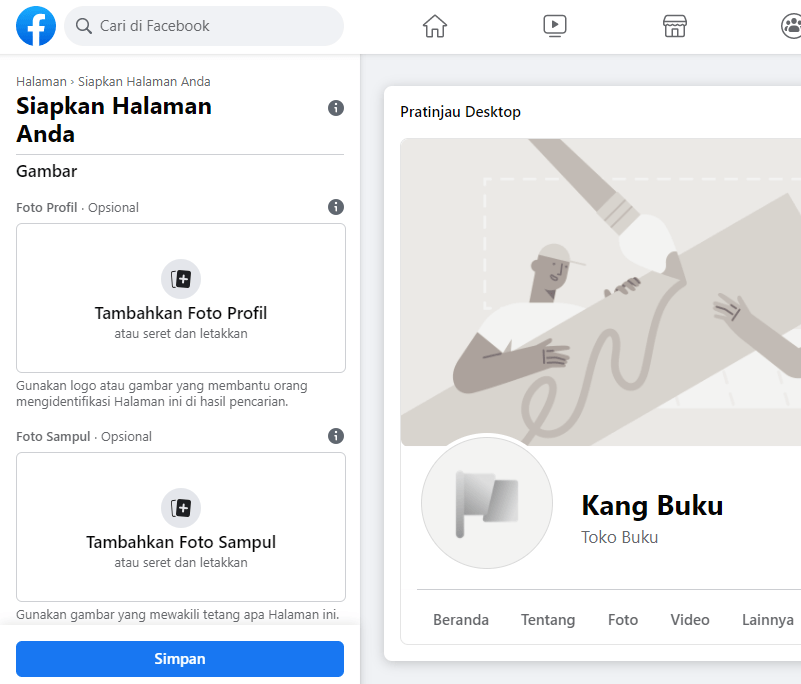 Tambah foto profil dan sampul