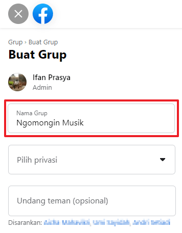 Tambah nama grup