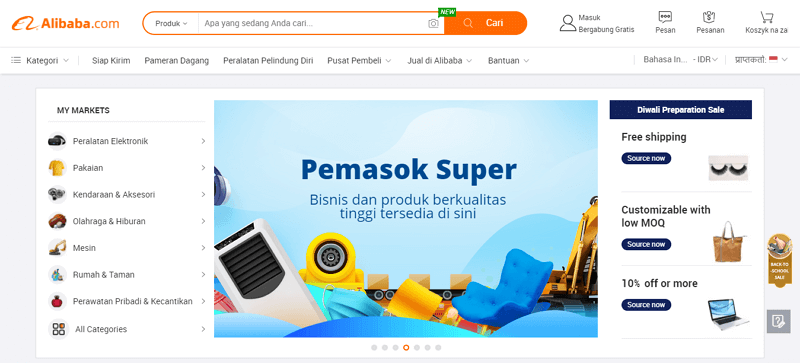 Tampilan website alibaba indonesia