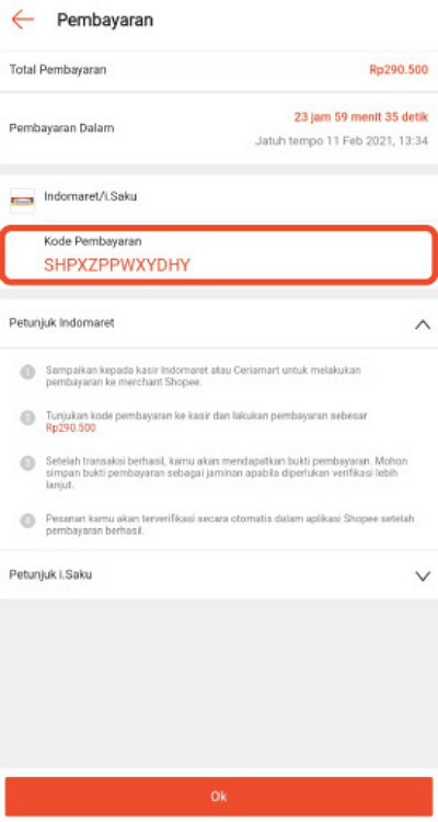 Kode pembayaran indomaret shopee