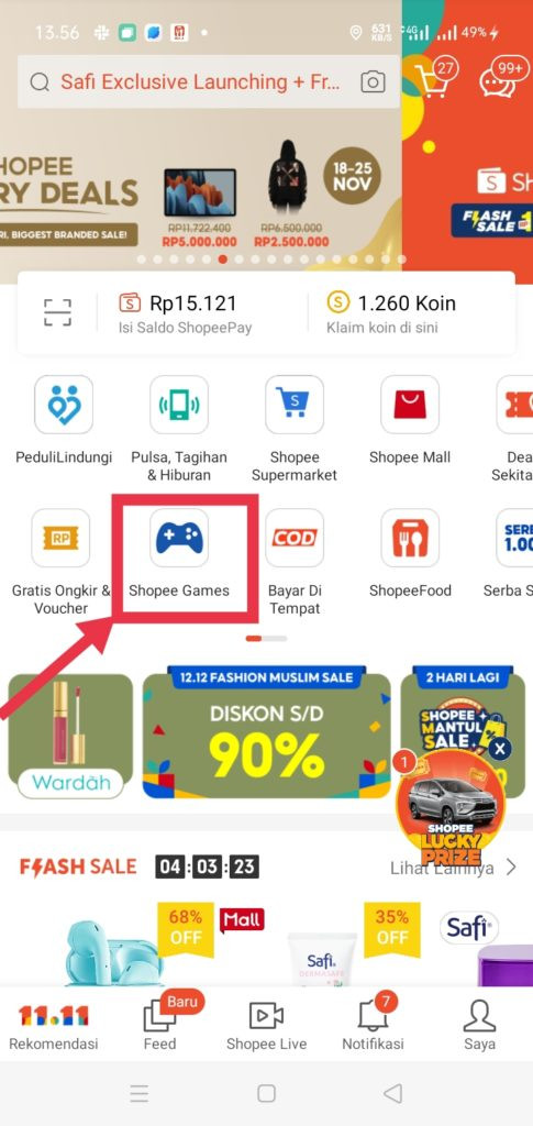 Cara mendapatkan shopeepay gratis shopee games