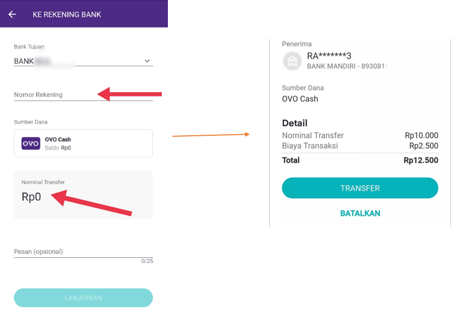 Rekening bank transfer shopeepay ke ovo