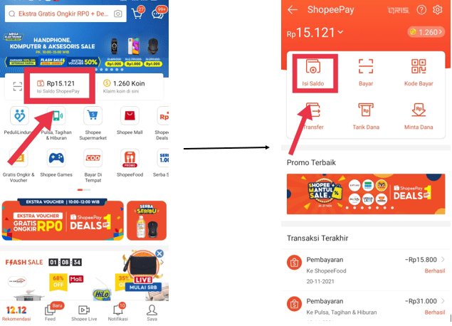 Top up shopeepay lewat m banking bca