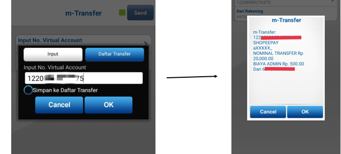 Input nomor virtual account