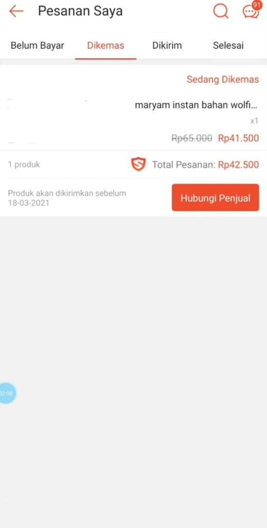 Merubah pesanan shopee