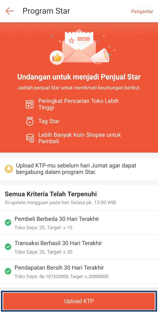 Upload ktp star seller