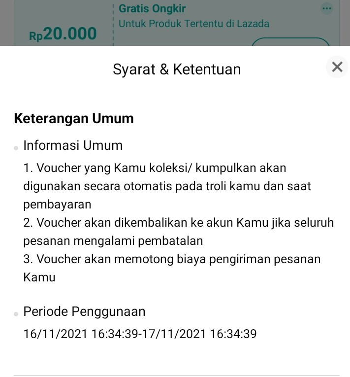 Syarat ketentuan voucher gratis ongkir lazada