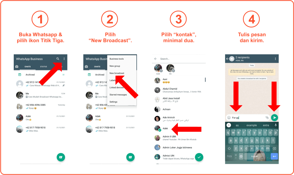 Cara broadcast whatsapp - langkah singkat