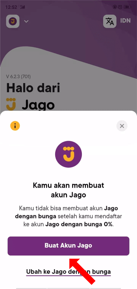 Cara daftar bank jago masukkan buat akun jago bunga 0%