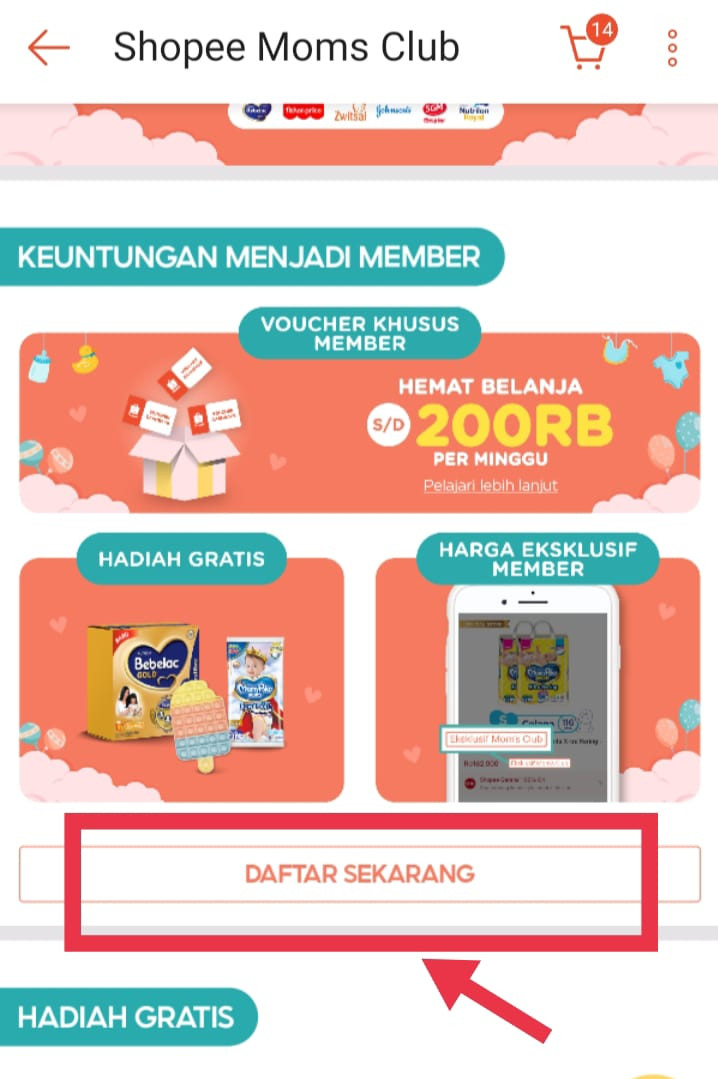 Cara daftar member shopee moms