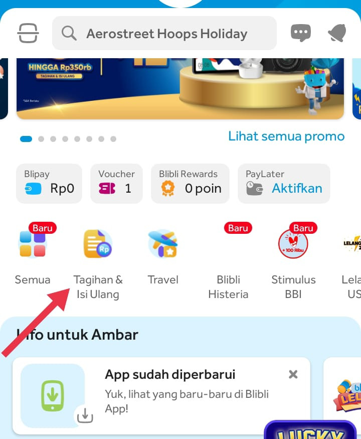 Cek tagihan di blibli