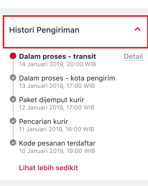 Histori pengiriman cek resi bukaexpress