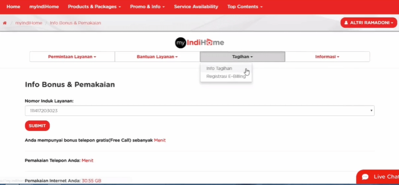Info tagihan indihome