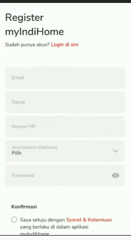 Register apikasi myindihome