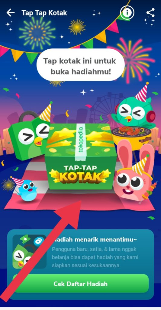 Kotak berhadiah tokopedia