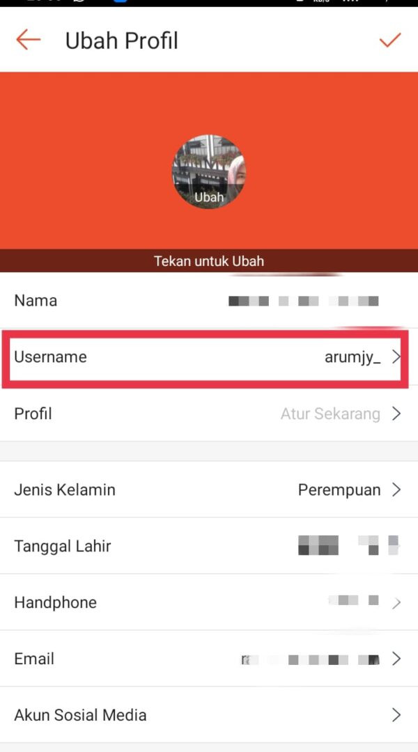 Ubah profil username