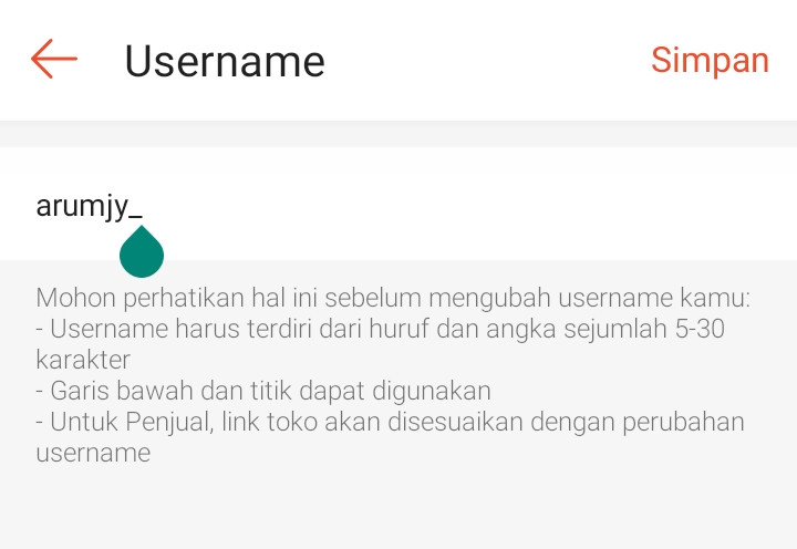 Ubah username shopee