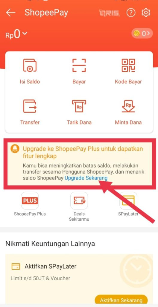 Verifikasi shopeepay plus