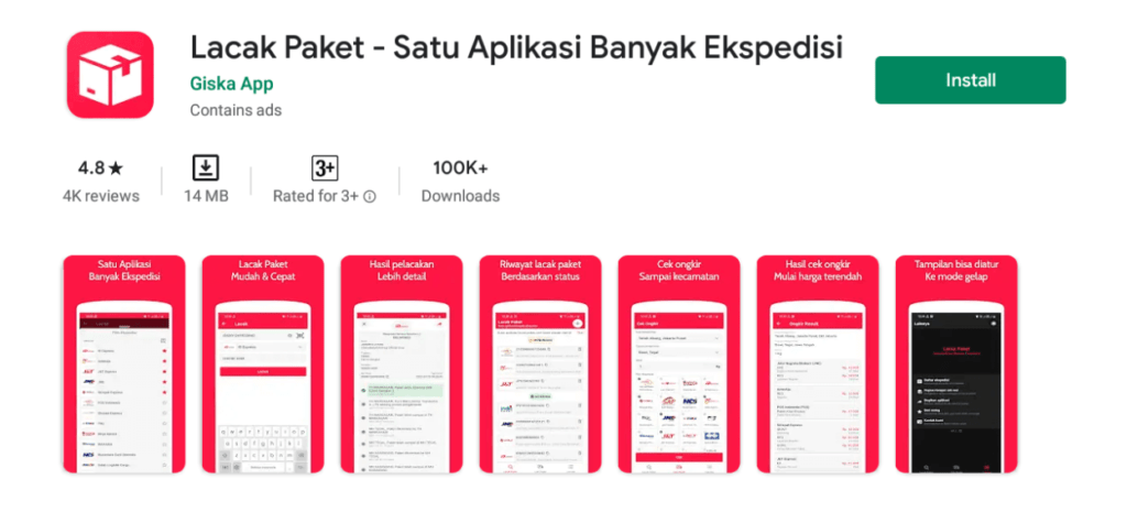 Aplikasi lacak paket atau resi