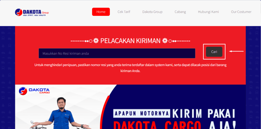 Cek resi dakota cargo - klik cari