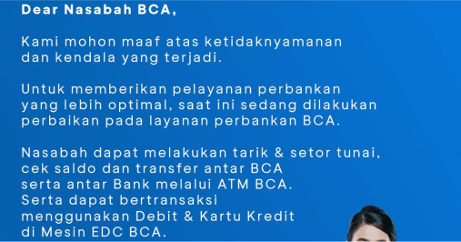 M-banking bca eror, transaksi bisa lewat mesin atm & edc bca