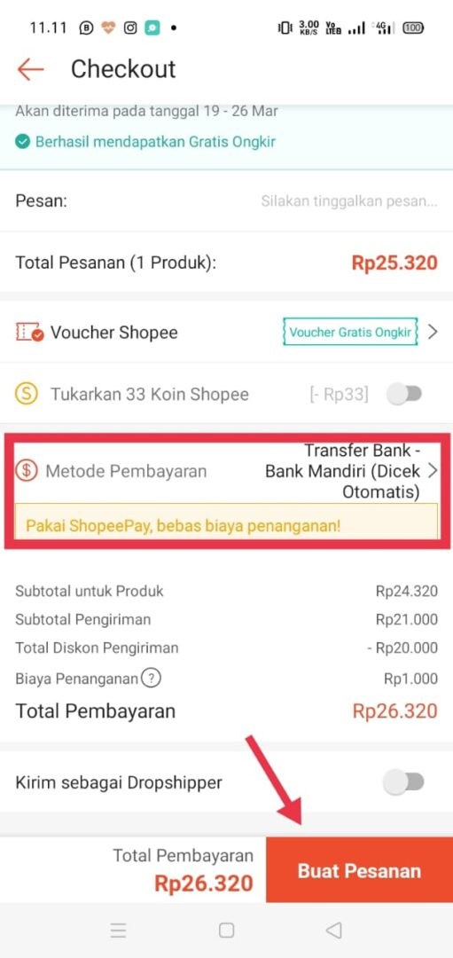 Checkout shopee