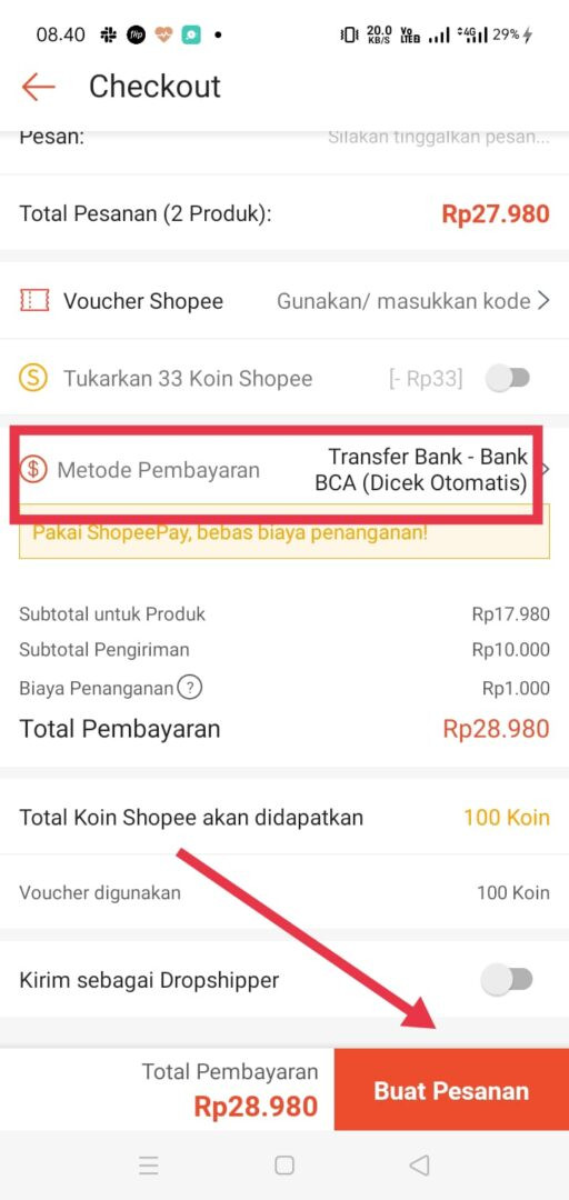 Metode pembayaran shopee