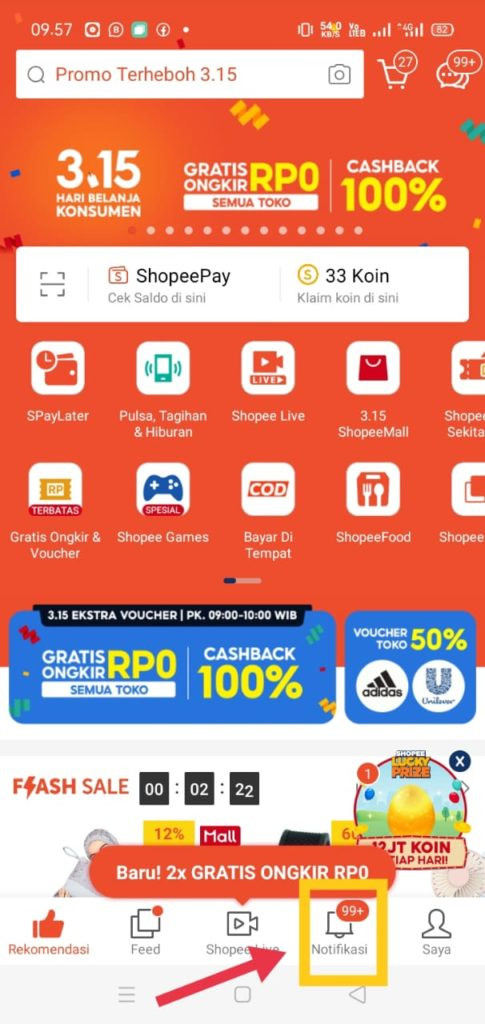 Notifikasi shopee