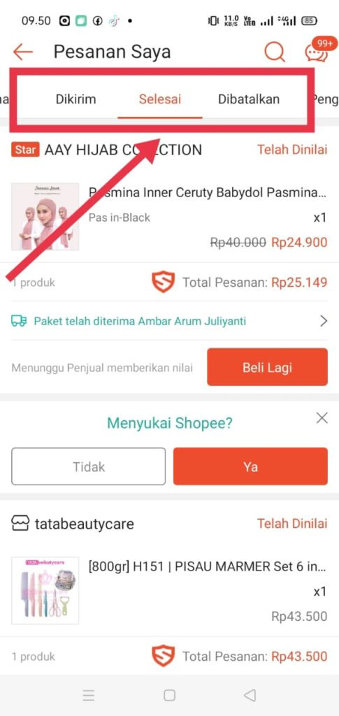 Produk selesai dikirim