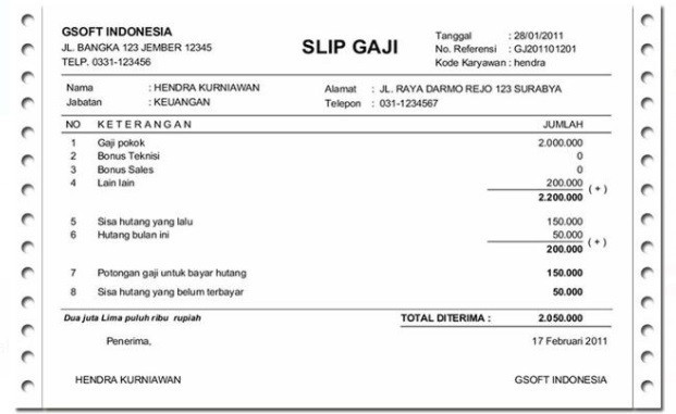 Slip gaji karyawan swasta