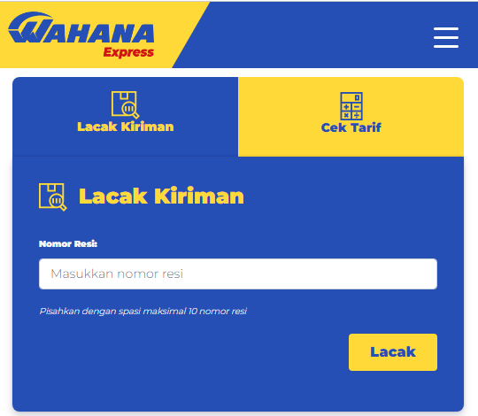 Cek resi wahana website resmi