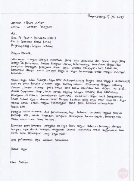 Surat lamaran kerja apa saja