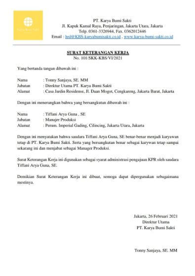 Surat keterangan kerja di luar negeri