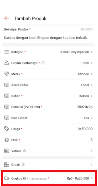 Ongkir shopee express 2022