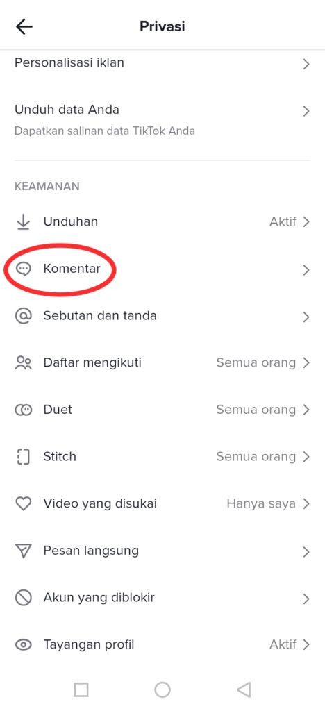 Tampilan komentar tiktok